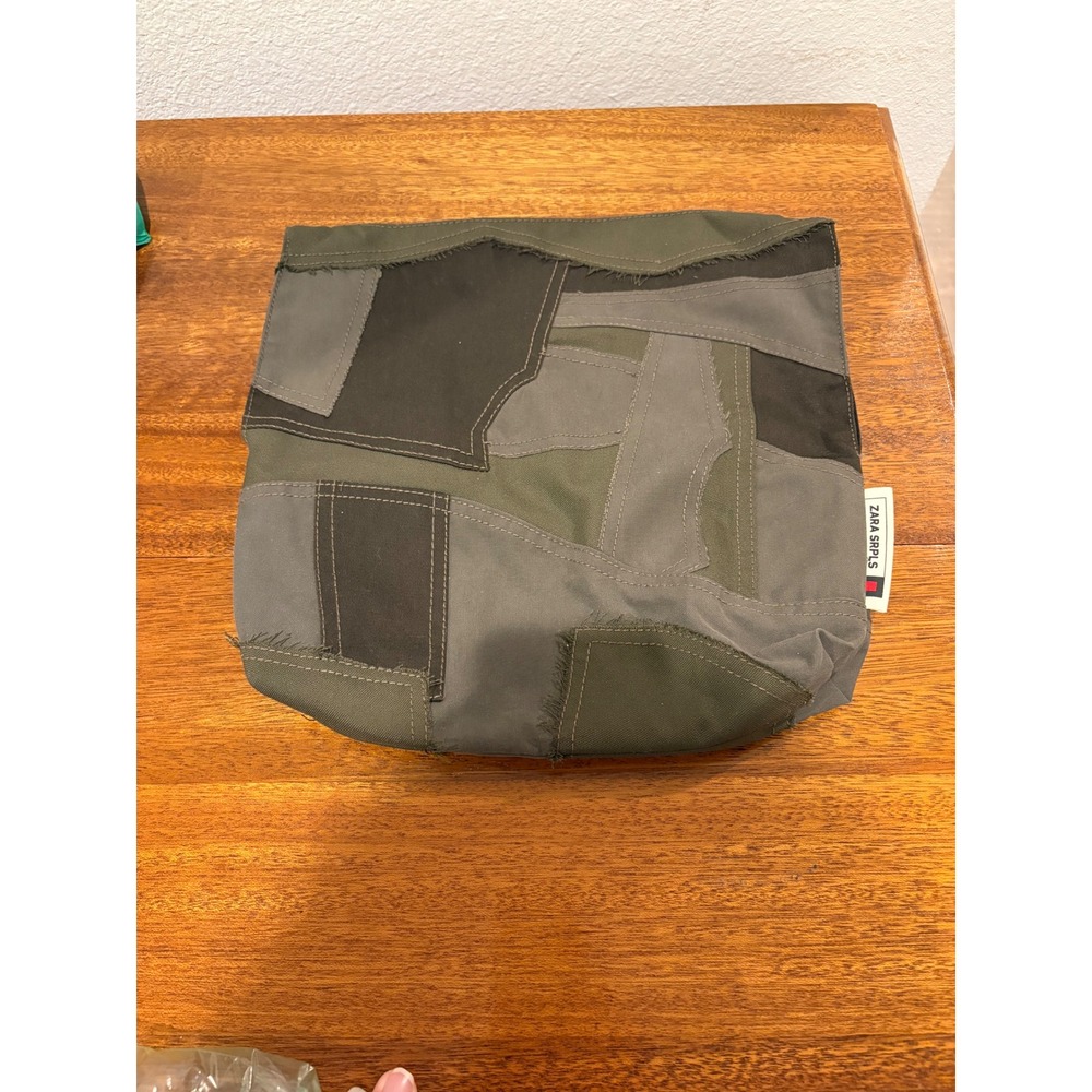 ZARA SRPLS Patchwork‎ Utility Tote Bag Army Green Multi Canvas